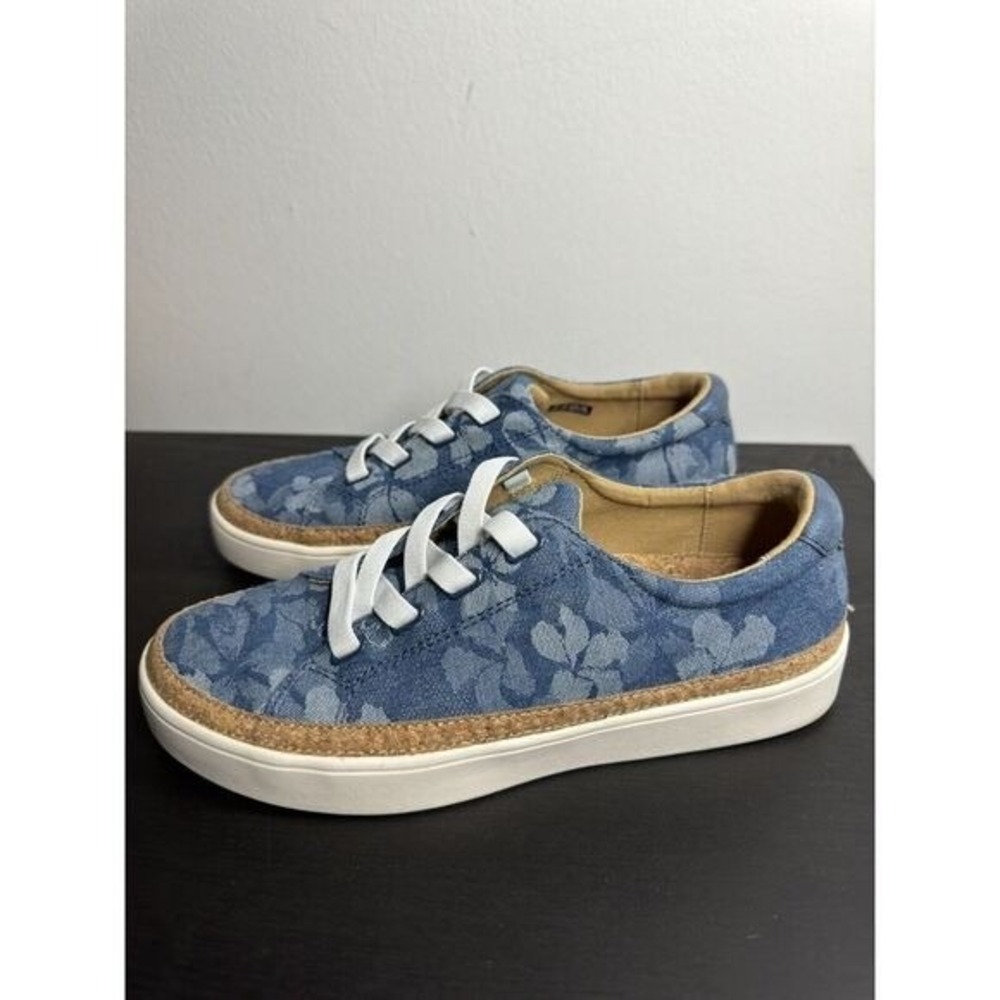 Revitalign 8  Orthotic Slip-On Blue Floral Sneaker Casual Shoes - Picture 6 of 9